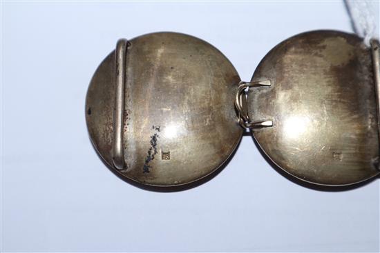 A Japanese Satsuma pottery belt buckle, c.1910 width 9cm